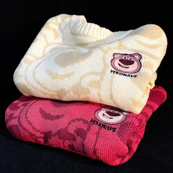 Gấu dâu tây mùa đông với len lỏng lẻo