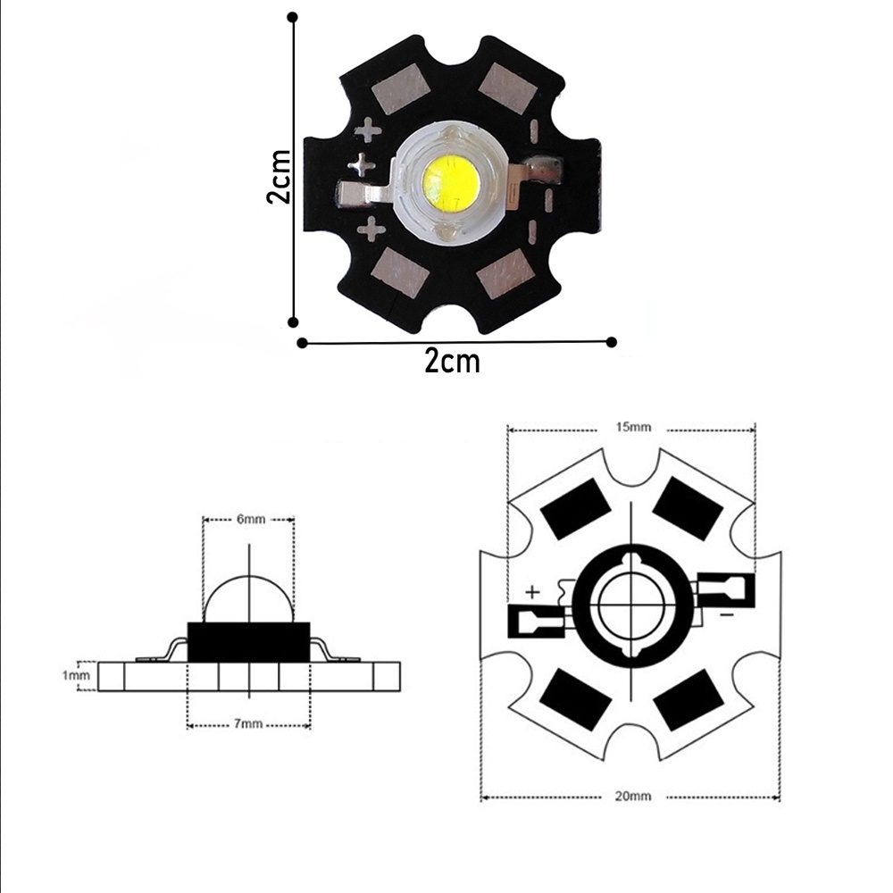 Bóng đèn Led Luxeon-Pro 1W 3W 5W - 5V  Đã hàn sẵn Đế tản nhiệt