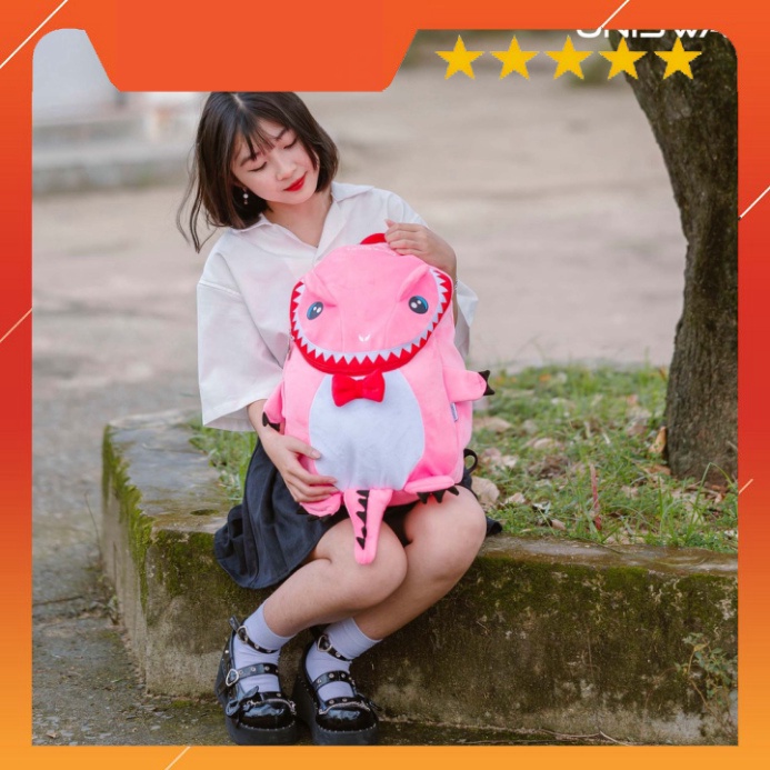 Balo hình Cá Sấu UNISWAP loại vải nhung, 2 lớp chống thâm nước cao cấp - ba lô đi học đi chơi dễ thương