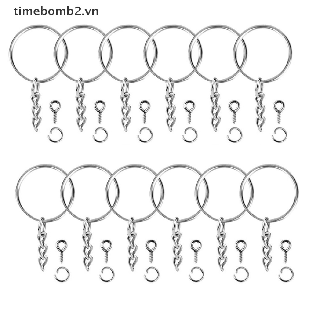 {Thời Trang Mới} Set 150 Vòng Móc Chìa Khóa Có Dây Xích Nhảy Kèm Đinh Ốc Vít Làm Móc Khóa DIY