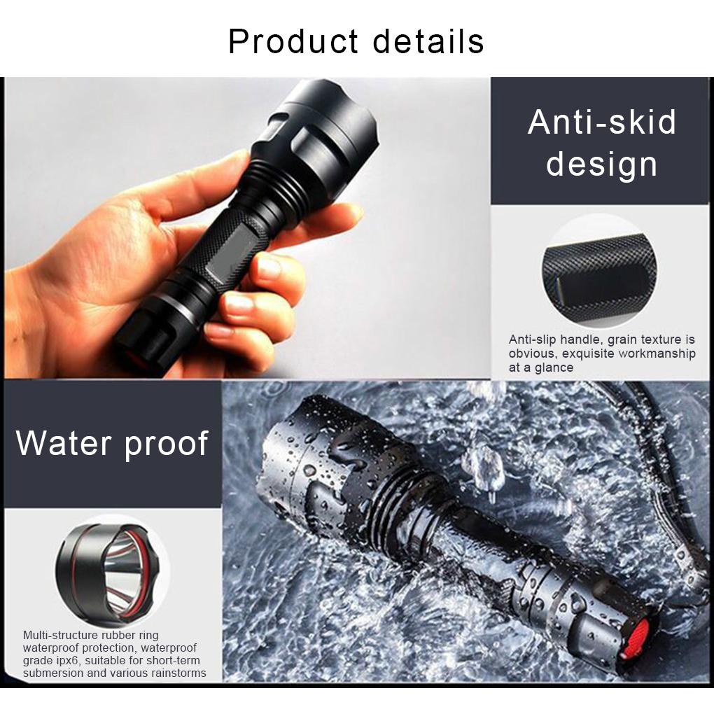 Đèn Pin C8 Công Suất Cao Bằng Hợp Kim Nhôm Có Thể Sạc Lại Tiện Dụng