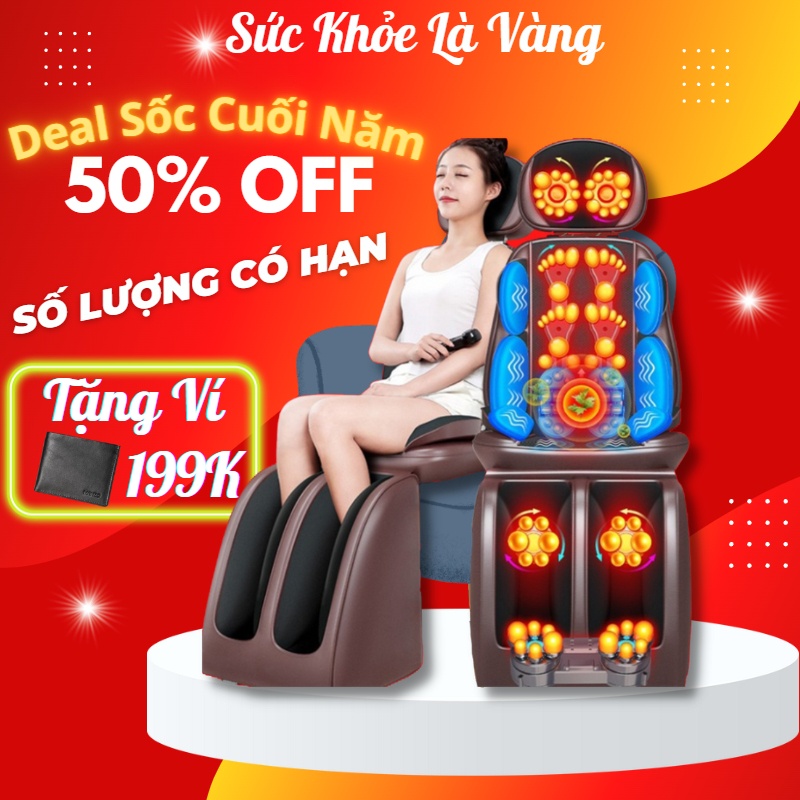 Ghế đệm massage toàn thân, xoa bóp, bấm huyệt, rung, thư giãn trị liệu - Ghế massage vai, gáy, lưng toàn thân