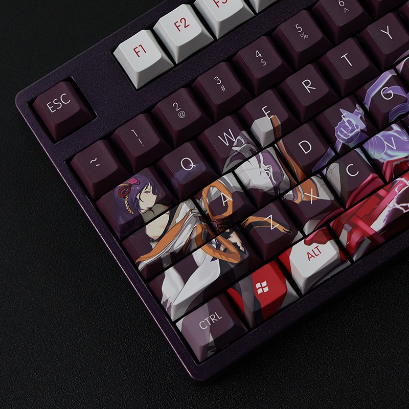 Raiden Shogun Keycaps Cherry Profile Genshin Beelzebul PBT Dye Sub Cơ Keycap