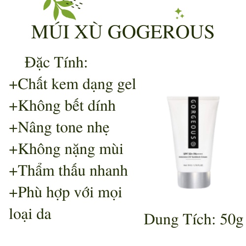 Kem chống nắng Múi xù Gogerous chính hãng SPF50+ bảo vệ da chuyên sâu ngăn UV bật tone nhẹ hộp 50g kèm quà tặng