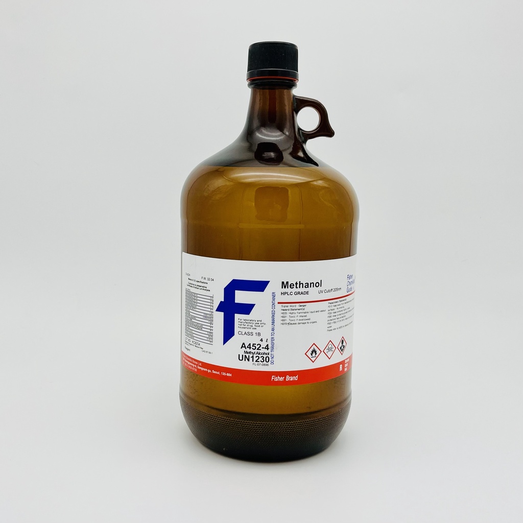 Hóa chất Methanol 99.9% (HPLC, Chai 4L, Fisher Mỹ, cas 67-56-1)