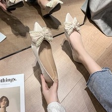 Giày Búp Bê Mũi Nhọn Đế Mềm Đính Nơ Thời Trang Xuân Thu 2022 Cho Nữ