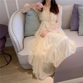 (Có Sẵn) Váy công chúa cổ tích trắng hai dây & áo khoác cánh tiên bánh bèo Đầm hai dây/ Áo khoác phối ren ulzzang bling