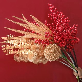 Cành đào đông đỏ loại cao cấp trang trí tết 2024, decor tết sang trọng rực rỡ