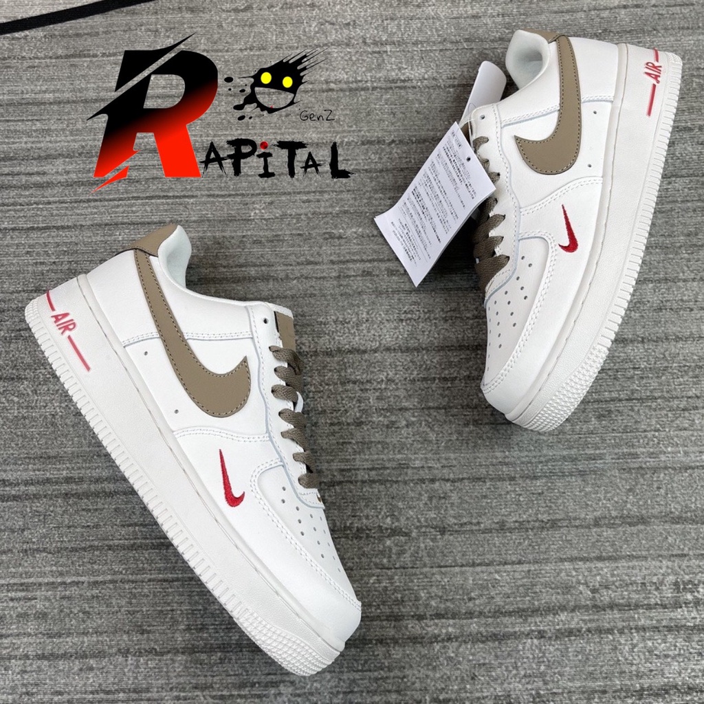 Giày Air Force 1 Cổ Ngắn Vệt Nâu Thanh Lịch,Chuẩn Form, Da Dày, Công Nghệ Air Mới Nhất Full Box Bill