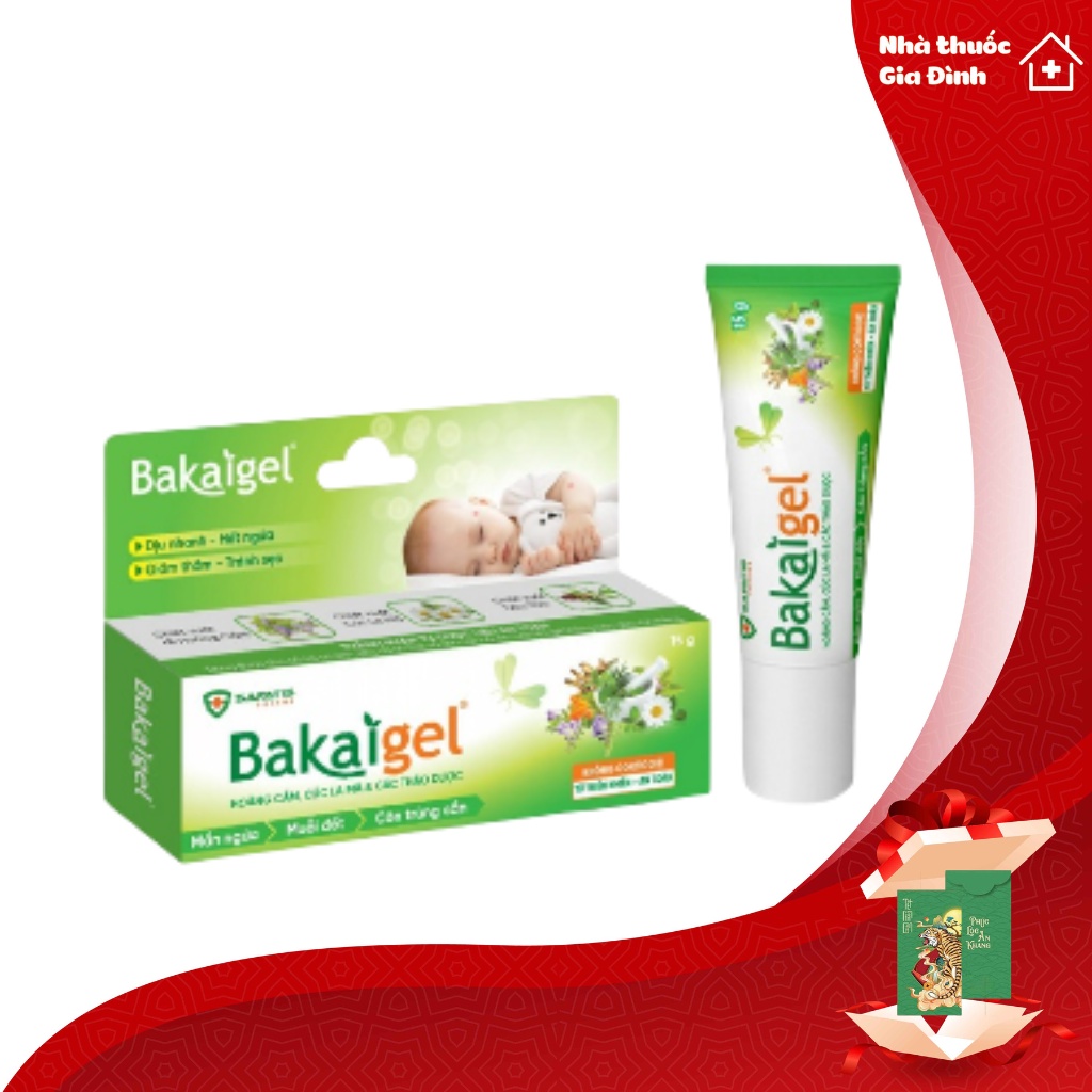Bakaigel 15g, Gel bôi da sau muỗi đốt, dịu vết đốt, giảm ngứa, giảm thâm cho bé