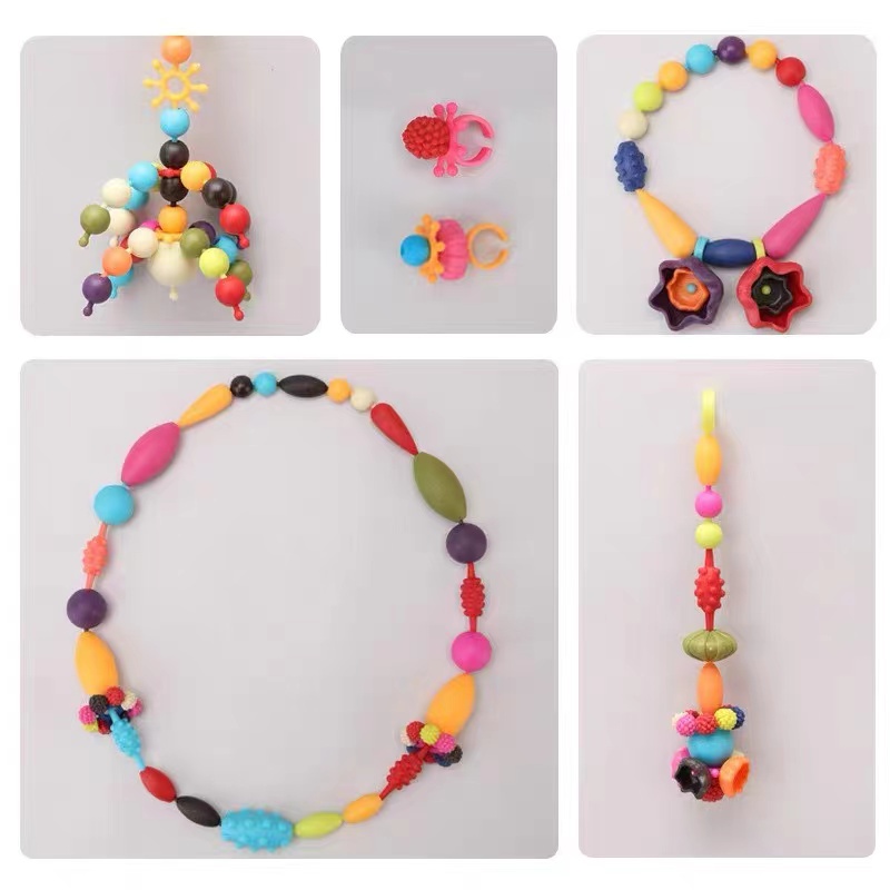 Đồ Chơi Hạt Xỏ Dây Vòng Tay Nhẫn Vòng Cổ Không Dây Công Chúa Ghép Nối Trang Sức Cho Bé Gái