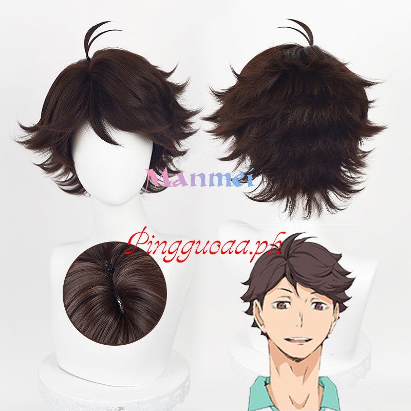 Nhân Vật Anime Haikyuu!!! Bộ Tóc Giả Ngắn Màu Nâu Đậm Bằng Sợi Tổng Hợp Chịu Nhiệt Hóa Trang Nhân Vật Johsai Toru Oikawa Tooru