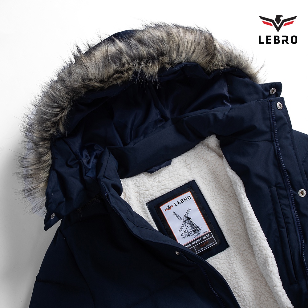 Áo khoác phao Parka nam siêu ấm Lebro lót lông dày dặn ấm áp  Thời trang mùa thu đông có mũ lông