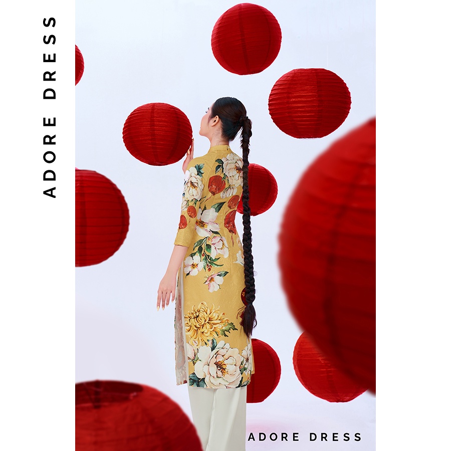 Áo dài Lân Cát Tường phối quần trắng 2AD1005 ADORE DRESS
