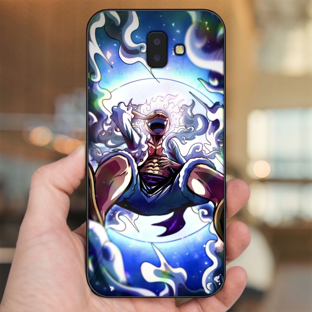 Ốp lưng Samsung J6 Plus viền đen in hình Luffy Gear 5 Nika One Piece Đảo Hải Tặc