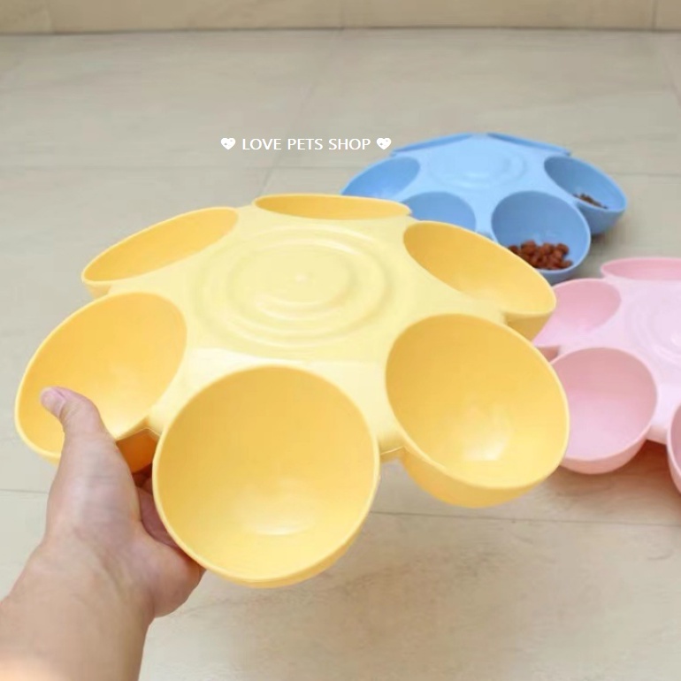 BÁT ĂN, CHÉN ĂN NHIỀU NGĂN CHO CHÓ MÈO NHỎ HÌNH BÔNG HOA - LOVE PETS SHOP