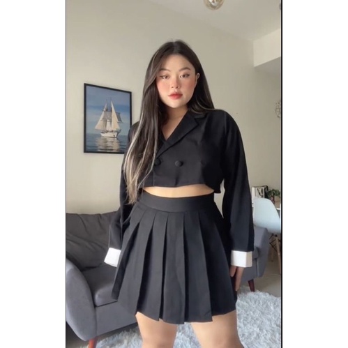 Áo BLAZER CROPTOP nữ BIGSIZE (55-80kg) tay dài SAA07 - [LALA Bigsize]