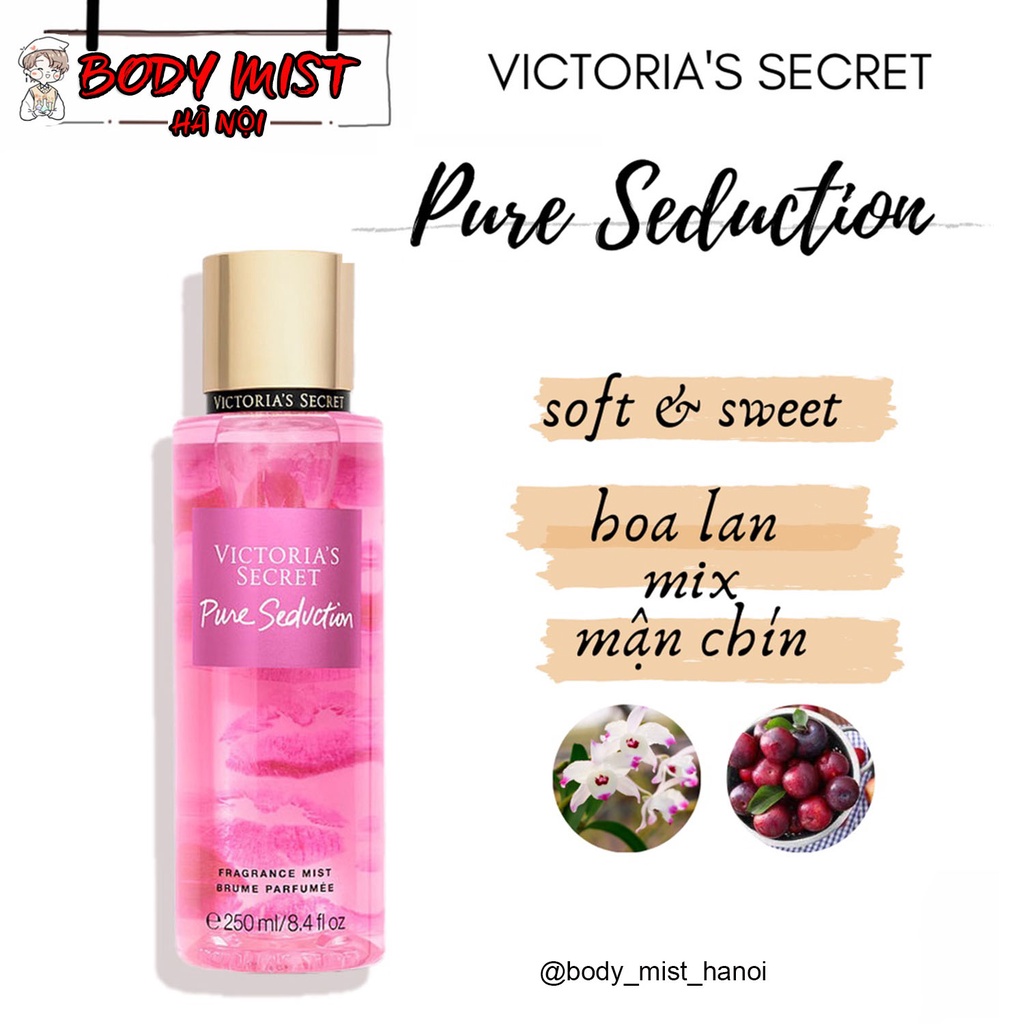 Xịt nước hoa toàn thân, xịt Body mist Victoria's Secret Pure Seduction 10ml - 30ml chính hãng | body mist hà nội