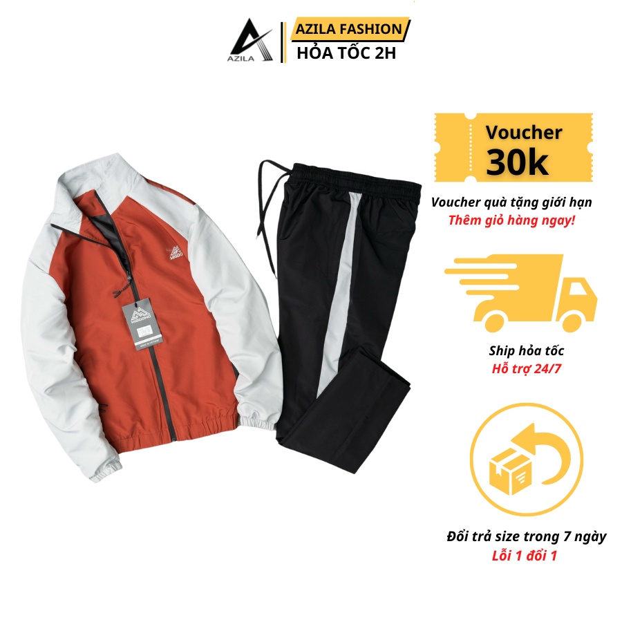 Bộ Gió Thể Thao Nam Azila BG01 - Bộ Quần Áo Thể Thao Nam Áo Gió 2 Lớp