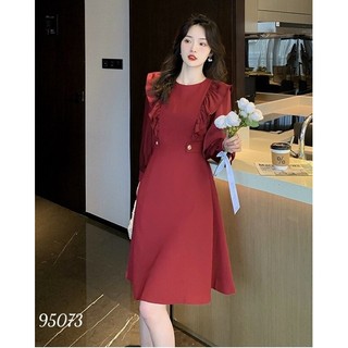 [Kèm ảnh thật]🍒Đầm xoè phối bèo tay dài (Free/big size XL, 2XL)
