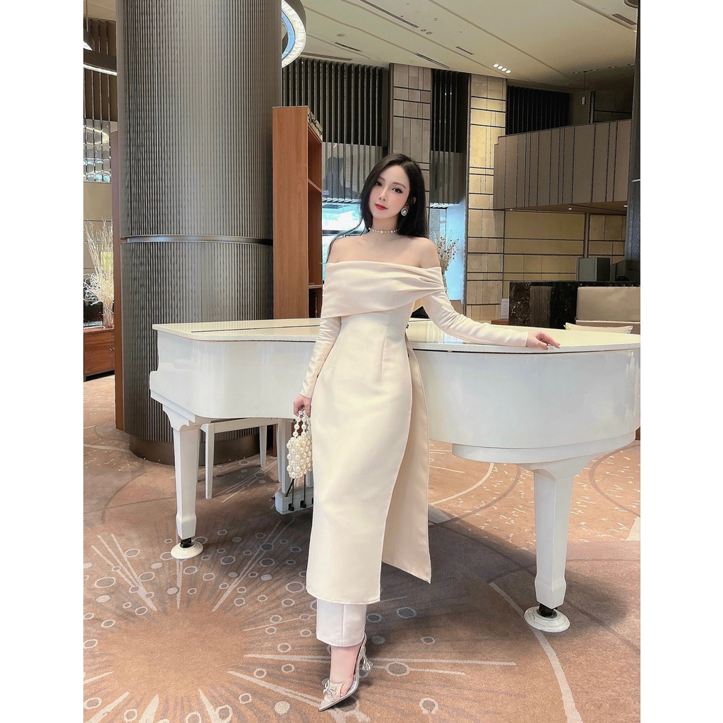 JM Dress Desgin - Áo dài trễ vai xếp ly lệch 2M13.2211TF