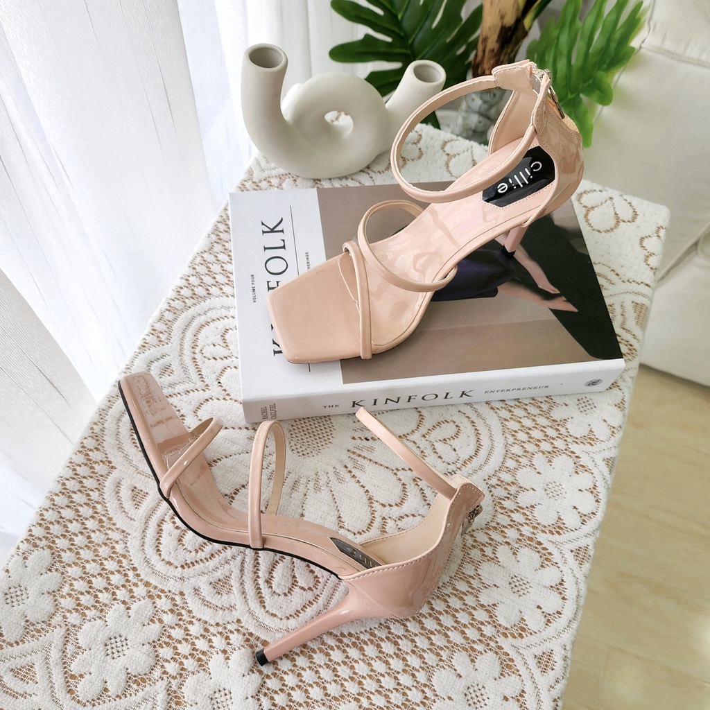 Giày sandal cao gót nữ dây mảnh gót nhọn cao 9cm đi tiệc dự cưới Cillie 1123