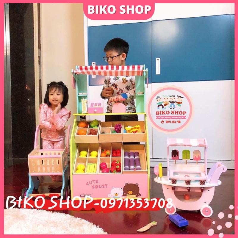 Đồ chơi xe kem bằng gỗ cao cấp cho bé - Biko Shop