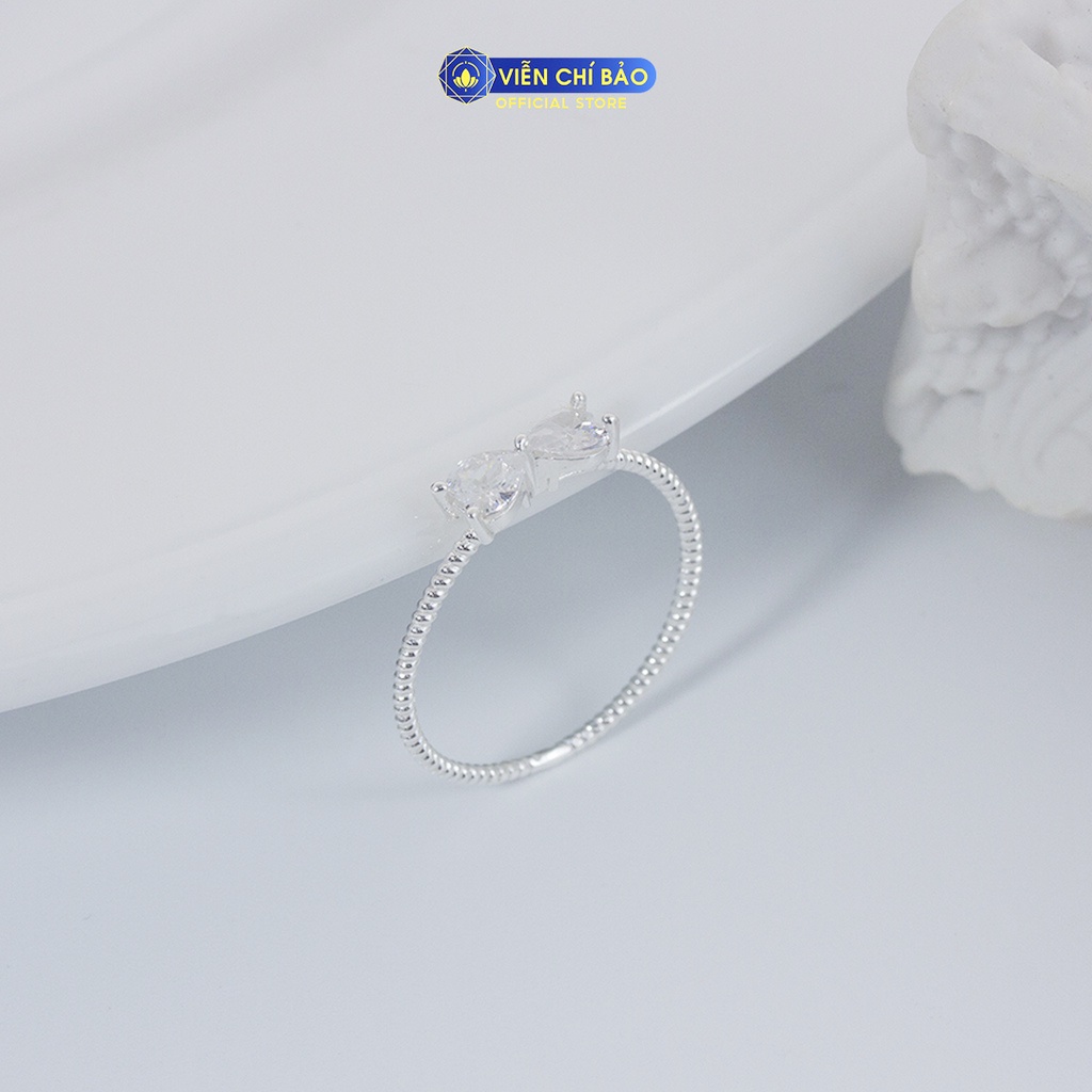 Nhẫn bạc nữ nơ xoắn đá trắng chất liệu bạc 925 thời trang phụ kiện trang sức nữ Viễn Chí Bảo N400882