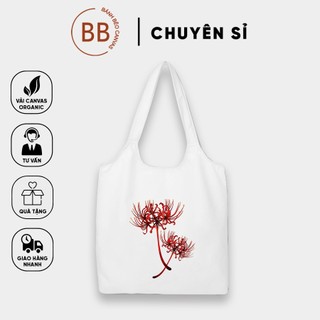 TÚI TOTE VẢI BỐ ĐEO VAI CANVAS BẦU IN HOA BỈ NGẠN