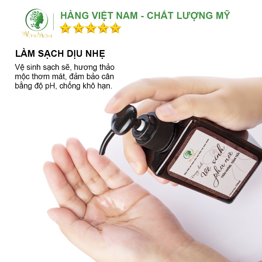 [ Giảm 35K - Đơn 339K ] Dung dịch vệ sinh phụ nữ thảo mộc, giúp thơm tho, sạch sẽ vùng kín Wonmom ( 150 ml )