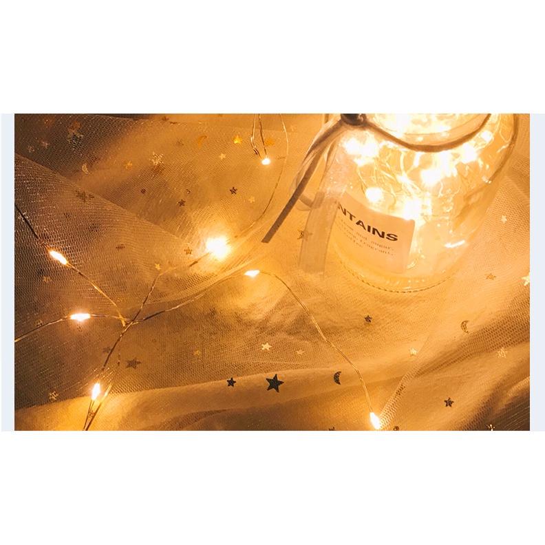 Khăn Trải Bàn Bằng Vải Lưới Họa Tiết Ngôi Sao Mặt Trăng Lấp Lánh