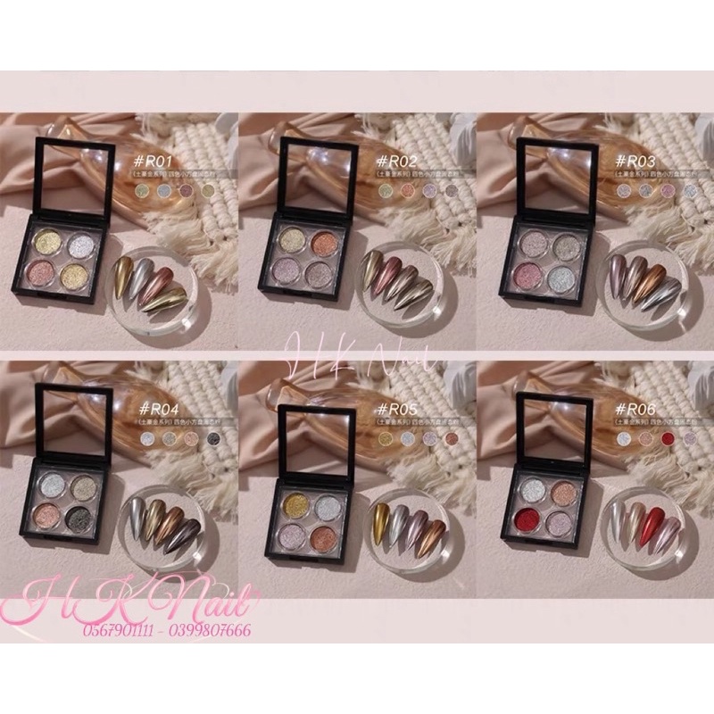Set 4 bột tráng gương nén HK NAIL ACCESSORIES
