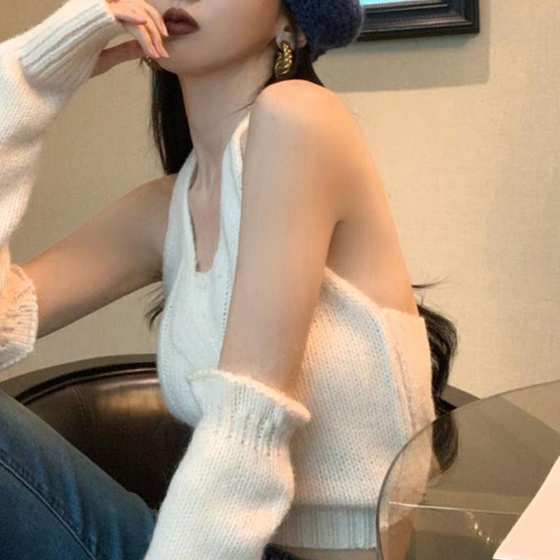 Áo kiểu XINLANYASHE dệt kim không tay phong cách Hàn Quốc gợi cảm dành cho nữ