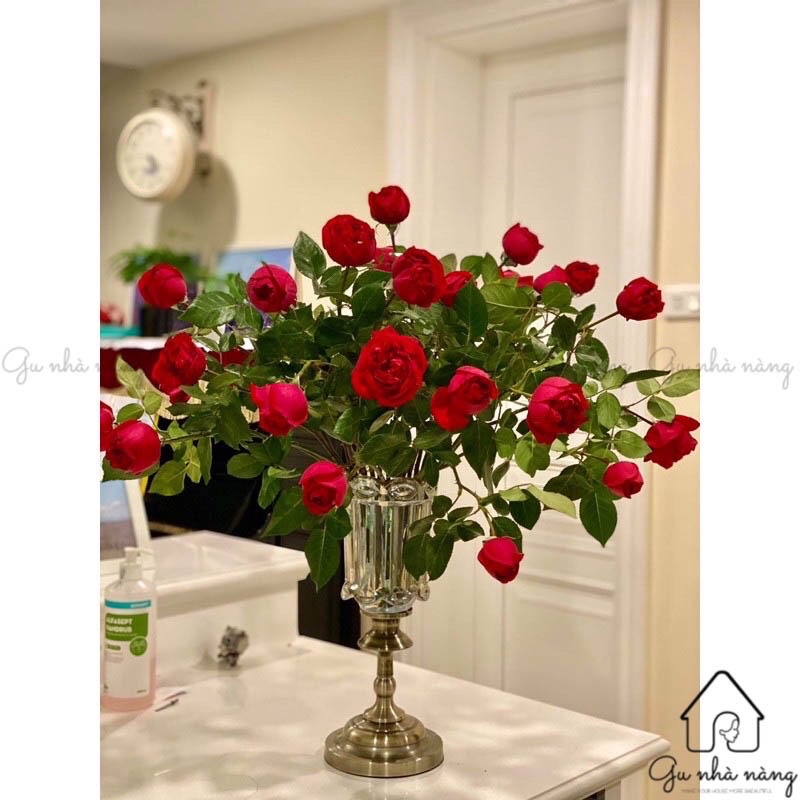 BÌNH HOA PHA LÊ ĐẾ ĐỒNG sz 25-30CM