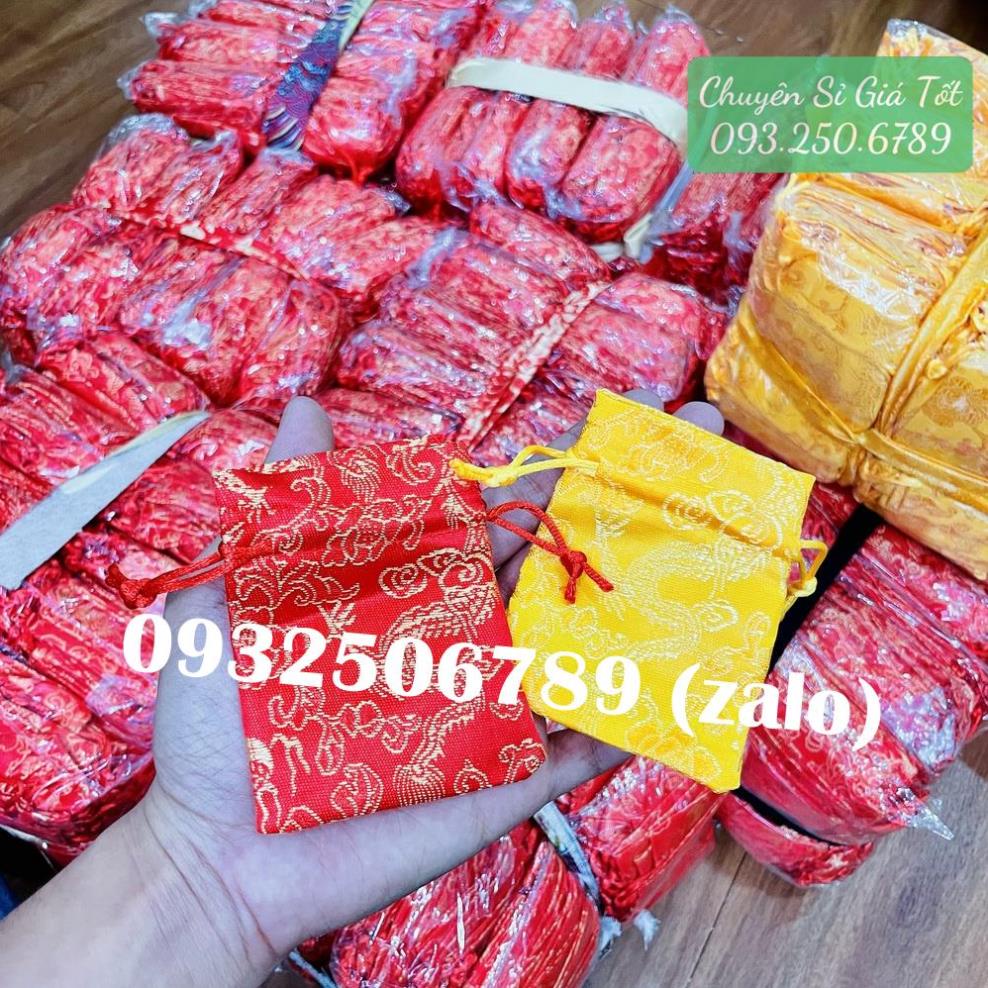 [Sỉ Rẻ Nhất] 100 Túi Gấm Nhung Chữ Phúc Lộc Phong Thủy 7x9cm Màu Đỏ May Mắn Đựng Đồng Xu - Vòng Tay , Tết 2023