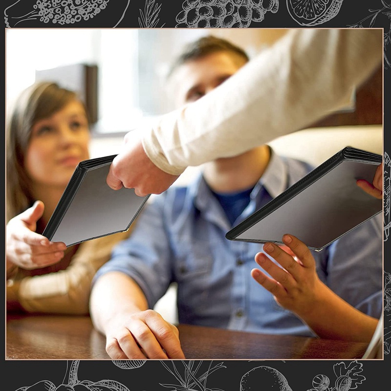 Set 2 Tấm Bọc Menu Trong Suốt Bằng Da 8.5 X 11In Trang Trí Nhà Hàng