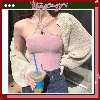 Set áo ống vai chéo + áo khoác cardigan choàng vai cánh dơi hot trend phong cách ulzzang Hàn Quốc STA008 Xưởng Của Vi