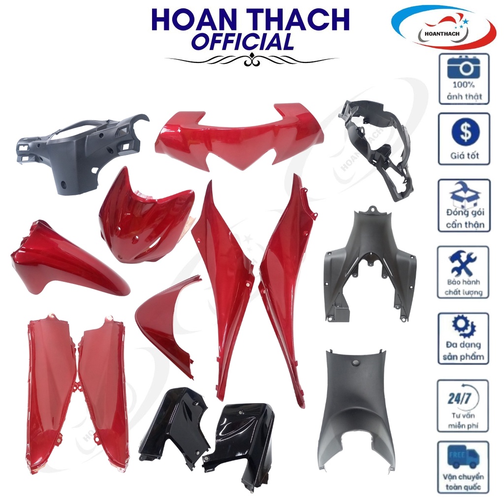 Bộ Dàn Áo cho xe máy Wave S110 Đỏ Đô nhựa đài loan, HOANTHACH SP009547
