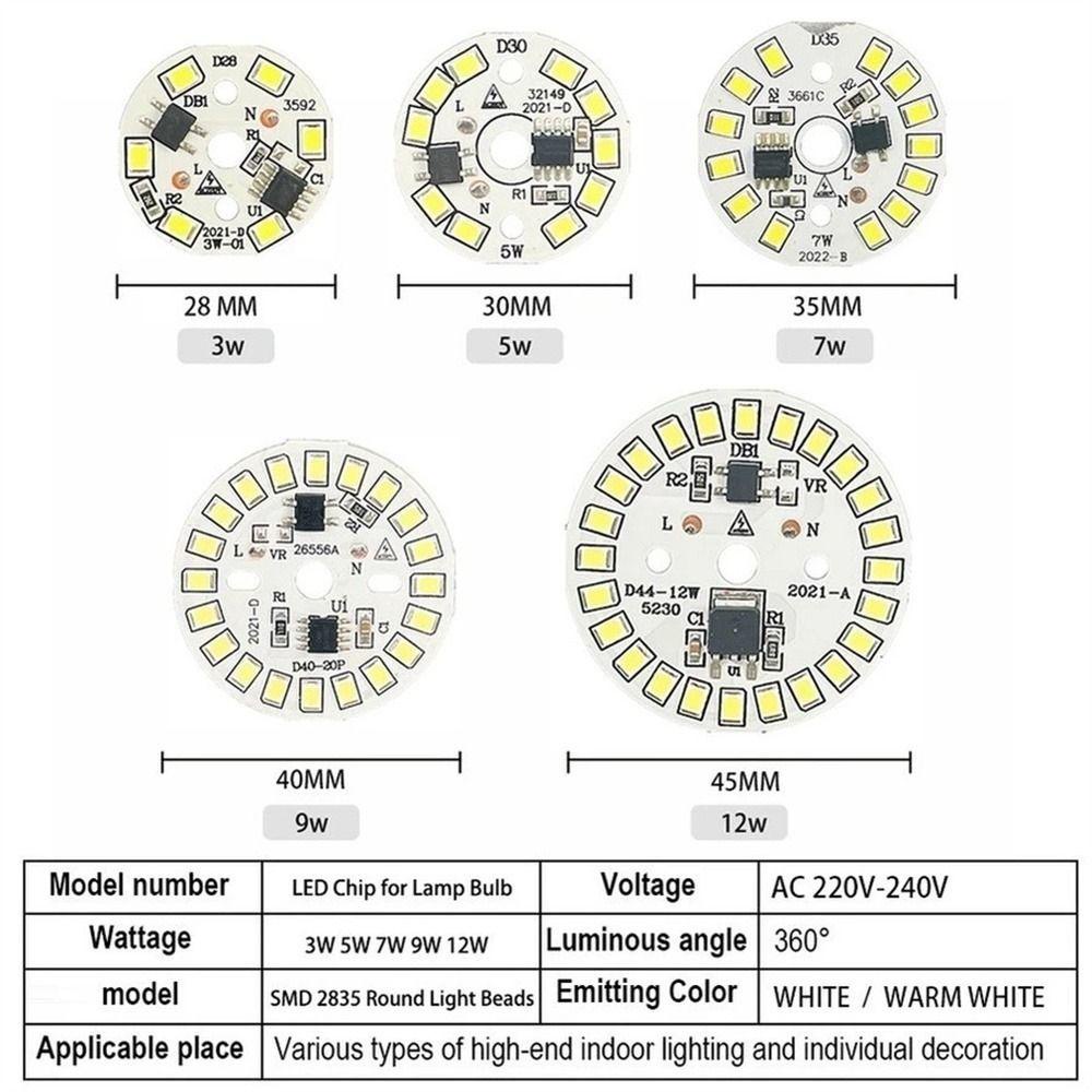Bộ 5 Chip Đèn LED PCB AC 220V IC Chất Lượng Cao