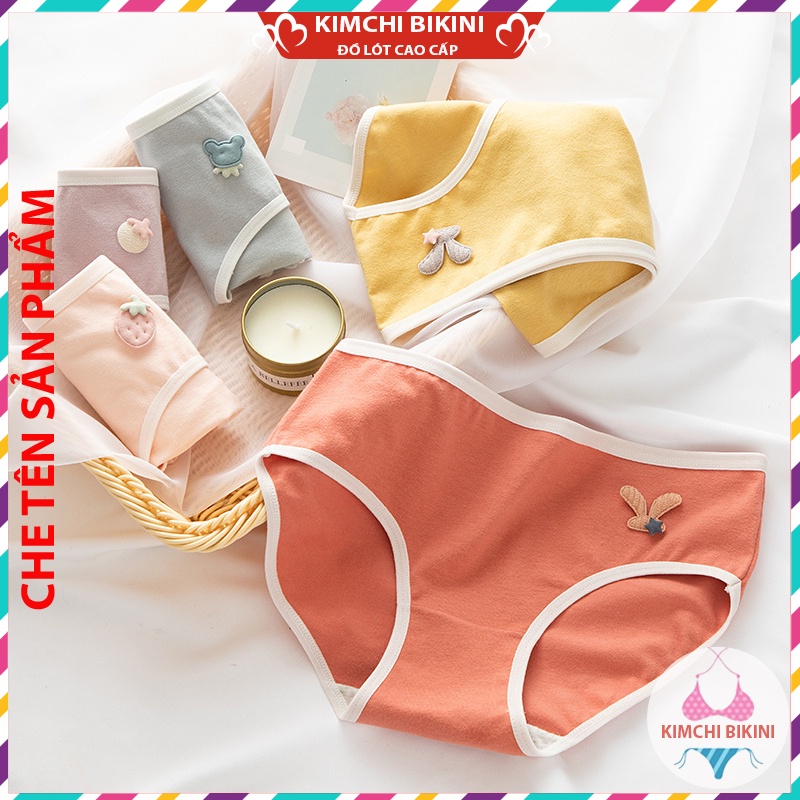 quần xịp nữ Cotton trơn cạp viền chun dễ thương KIMCHIBIKINI Quần sịp nữ cute mềm mại xinh đẹp QL074