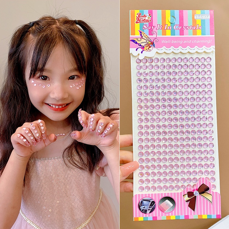 Bộ 280 Miếng Dán Acrylic Đính Kim Cương Pha Lê Lấp Lánh Trang Trí Phần Thưởng Cho Bé Gái