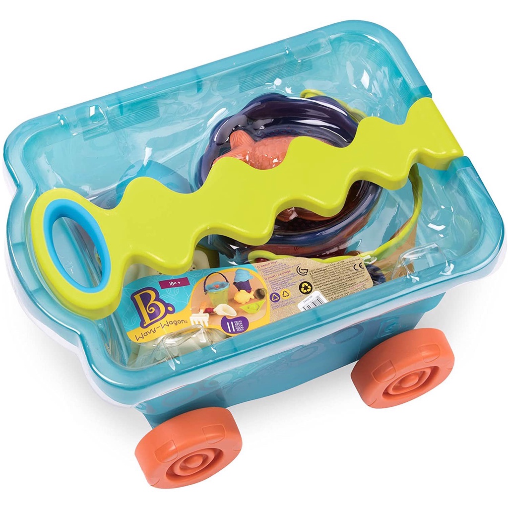 Đồ chơi Xe du lịch biển B.toys : 11 dụng cụ chơi cát và xe kéo chở đồ tiện lợi gọn gàng