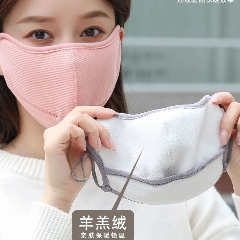 Khẩu Trang 3 Lớp Bằng Vải Lông Cừu Ấm Áp Kháng Khuẩn Thoáng Khí Chống Bụi Có Thể Giặt Và Tái Sử Dụng Cho Nam Và Nữ PJUL