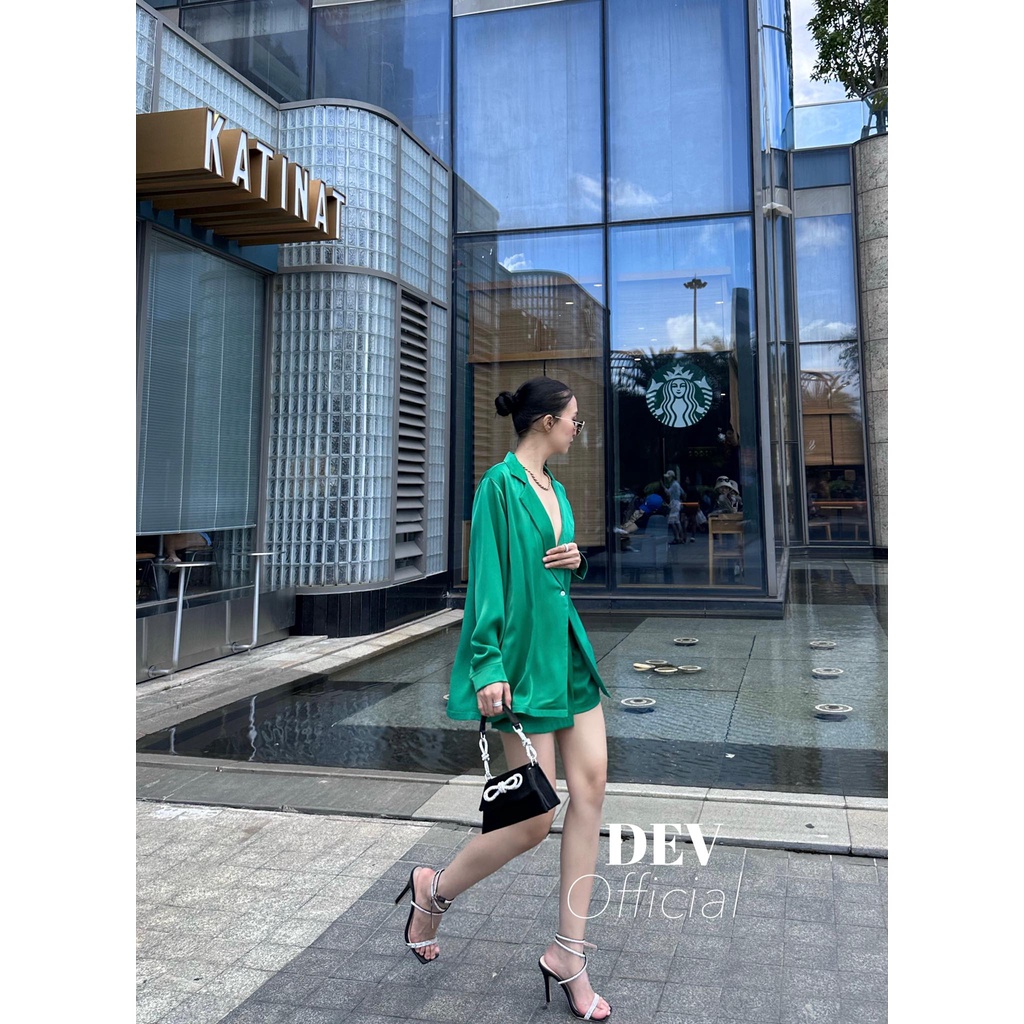 Set Sơ mi Blazer xanh