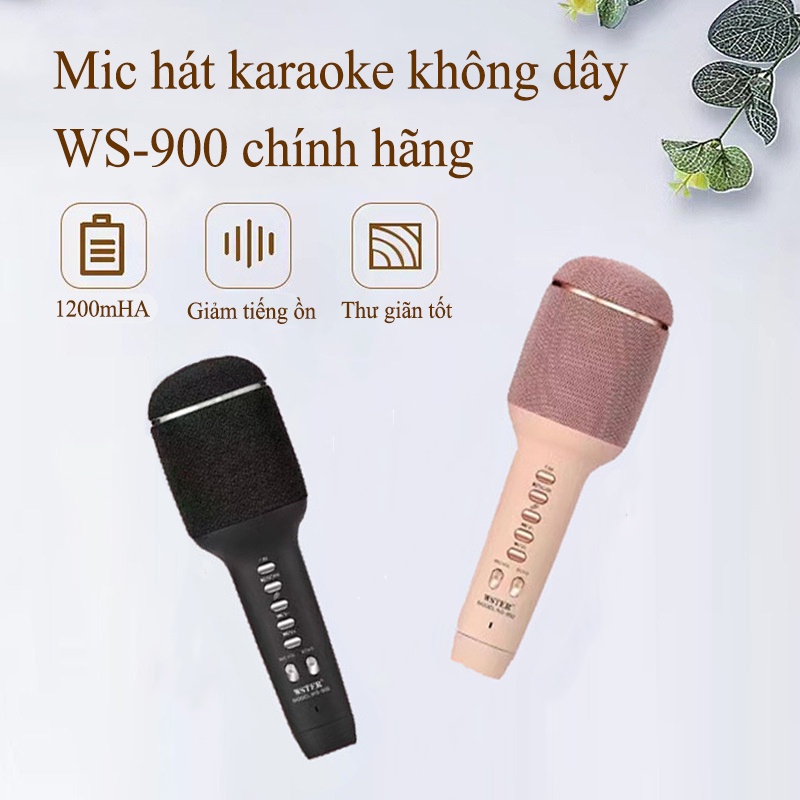 Micro Karaoke Bluetooth WS-900 Cao Cấp Nâng Giọng Hát Cực Hay, Mic Hát Karaoke Mini Không Dây Kèm Loa Bluetooth Tại Nhà