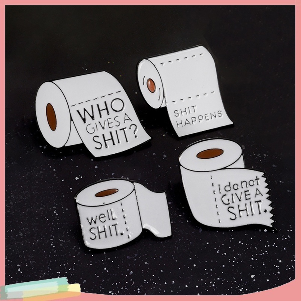 Ghim cài áo tráng men phong cách cuộn giấy in chữ vui nhộn LK