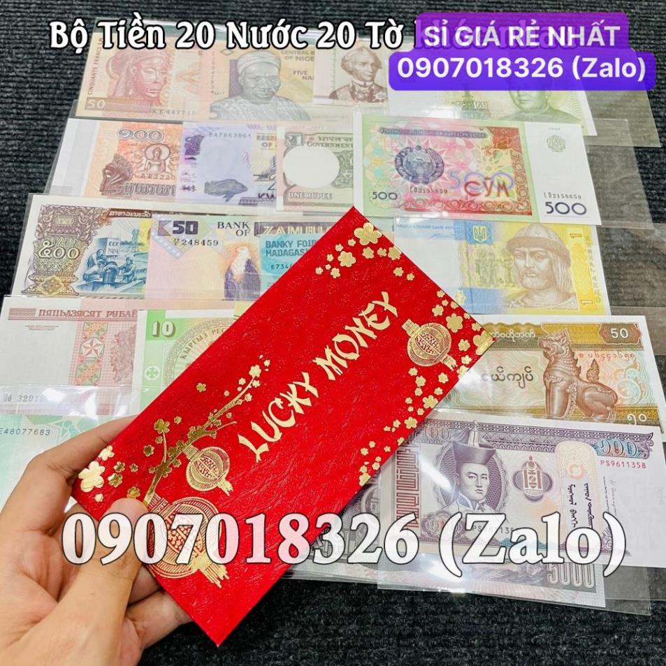 [HÓT] Bộ Tiền Kỉ Niệm Sưu Tầm 20 Quốc Gia - Nước Khác Nhau , tặng kèm bao lì xì cao cấp Lucky , Giá Sỉ