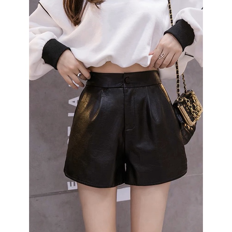 Quần Short nữ chất da PU lưng chun phía sau Okélla