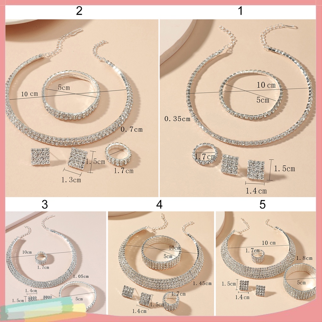 Bộ trang sức 4 món đính kim cương giả thời trang cho nữ