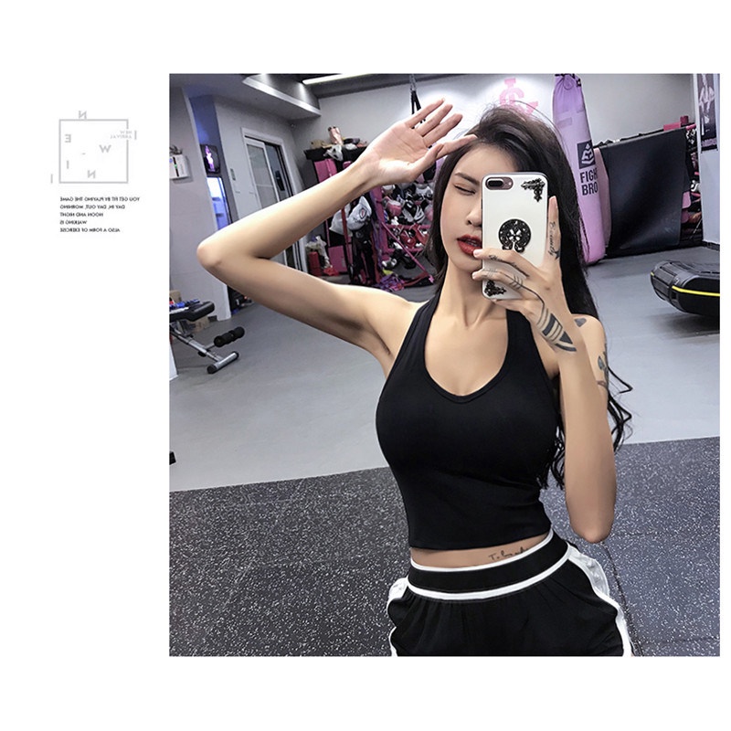 NRVP Áo Tank Top Đơn Co Giãn Phong Cách Hàn Quốc Với Đệm Lót